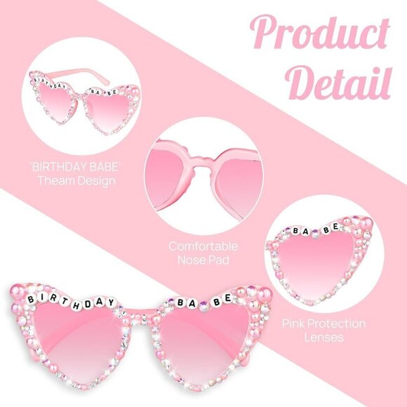 Birthday Girl' Sunglasses - Pink Party Glasses for Women, Gifts, Accessories and - Picture 7 of 7